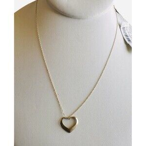 New Royal Chain 14K Solid Yellow Gold Open Heart Necklace 16" NWT 0.72g